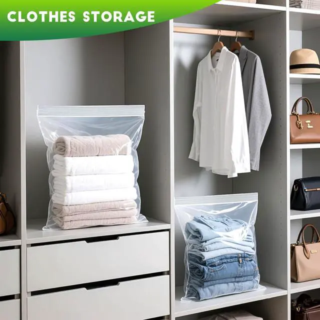 Alt view image 4 of 7 - 15PACK 10 Gallon Extra Large Zipper Plastic Bags for Storage 24'' x 24'',Extra Large Clear Zipper Bags Reusable for Clothes, Home Moving, Travel, Camping, Thick 6 Mil