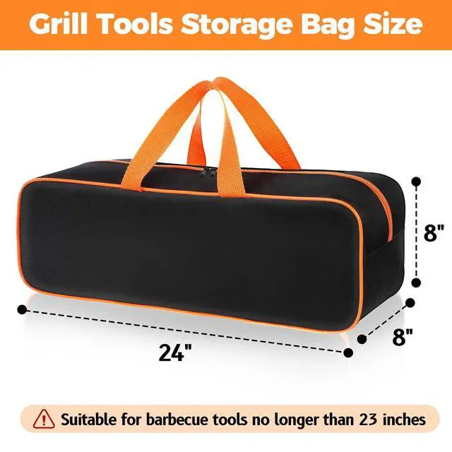 Alt view image 2 of 6 - Grill Utensil Storage Bag for Outdoor Grilling, 24 x 8 x 8 in, Black