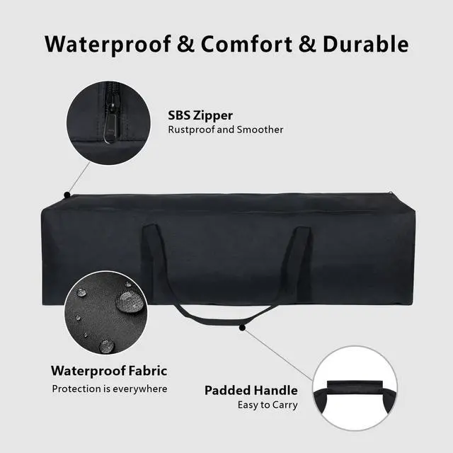 Alt view image 3 of 7 - 1-Pack 46 Inch Extra Large Zippered Duffel Bag for Travel Camping Sports Equipment Storage, Waterproof Foldable Luggage Bag with Padded Handles (Black)