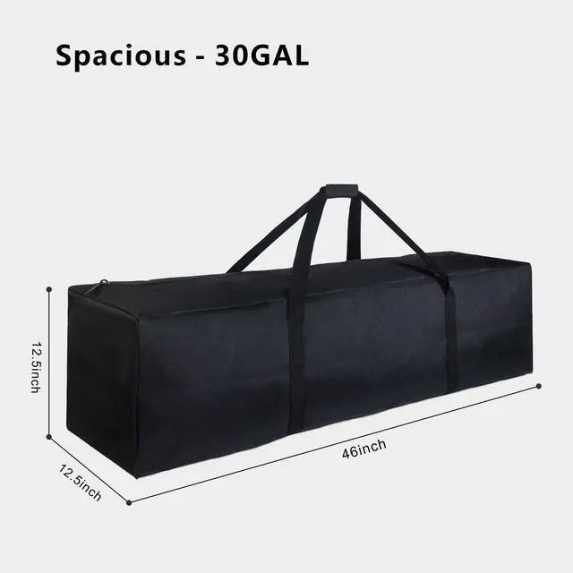 Alt view image 2 of 7 - 1-Pack 46 Inch Extra Large Zippered Duffel Bag for Travel Camping Sports Equipment Storage, Waterproof Foldable Luggage Bag with Padded Handles (Black)