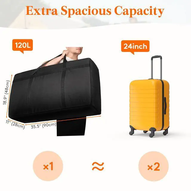 Alt view image 2 of 7 - 120L Extra Large Storage Duffle Bag for Traveling, Foldable Moving Bags with Zippers and Handles, Heavy Duty Storage Bags Big Totes for Travel, Camping, Storage Bins with Lids for Luggage