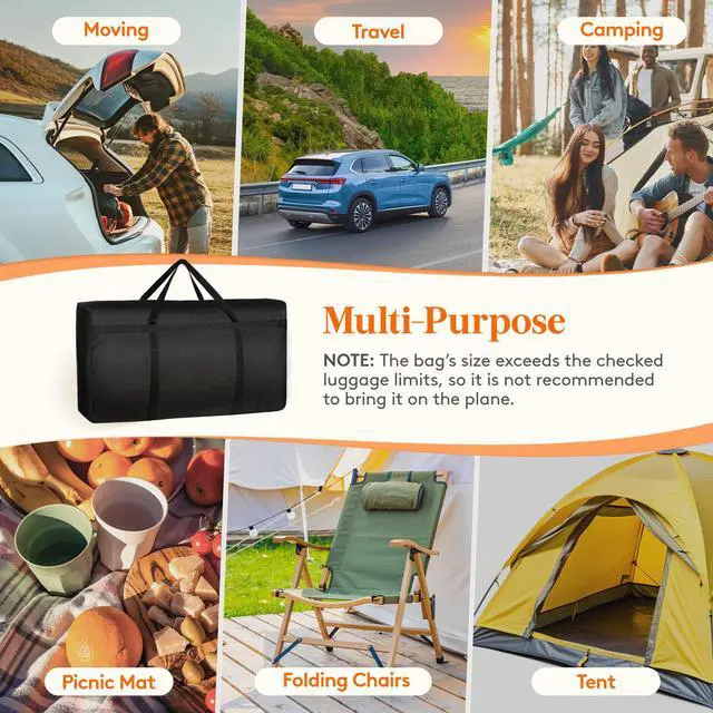 Alt view image 6 of 7 - 120L Extra Large Storage Duffle Bag for Traveling, Foldable Moving Bags with Zippers and Handles, Heavy Duty Storage Bags Big Totes for Travel, Camping, Storage Bins with Lids for Luggage