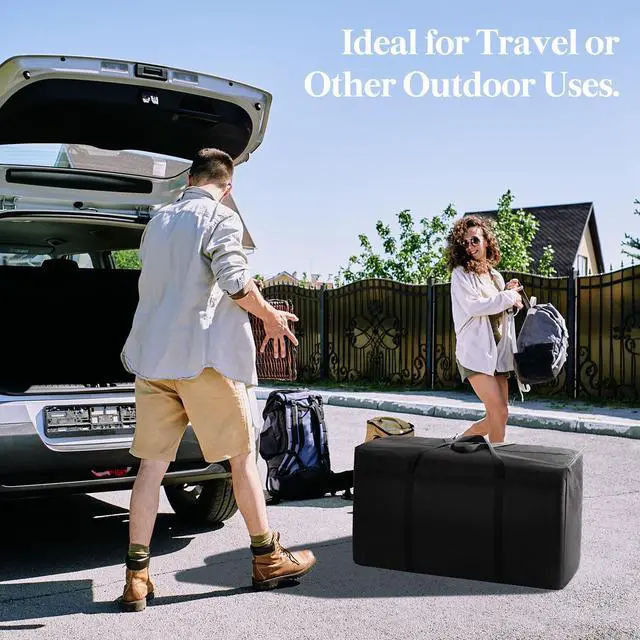 Alt view image 7 of 7 - 120L Extra Large Storage Duffle Bag for Traveling, Foldable Moving Bags with Zippers and Handles, Heavy Duty Storage Bags Big Totes for Travel, Camping, Storage Bins with Lids for Luggage