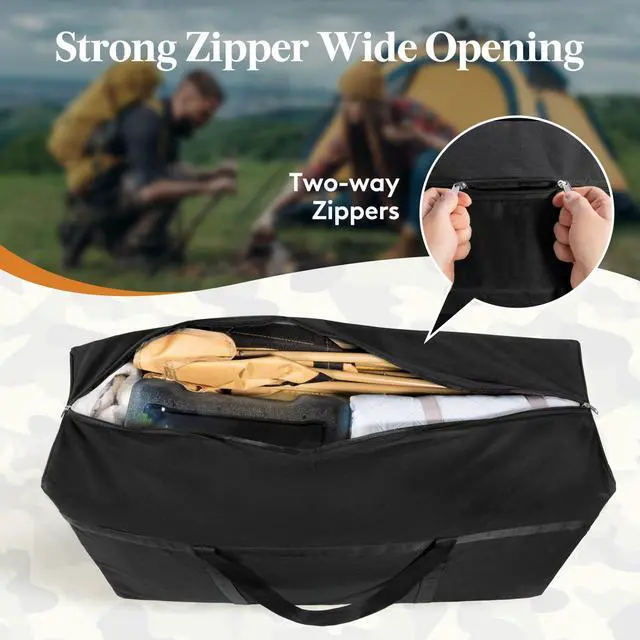 Alt view image 5 of 7 - 120L Extra Large Storage Duffle Bag for Traveling, Foldable Moving Bags with Zippers and Handles, Heavy Duty Storage Bags Big Totes for Travel, Camping, Storage Bins with Lids for Luggage