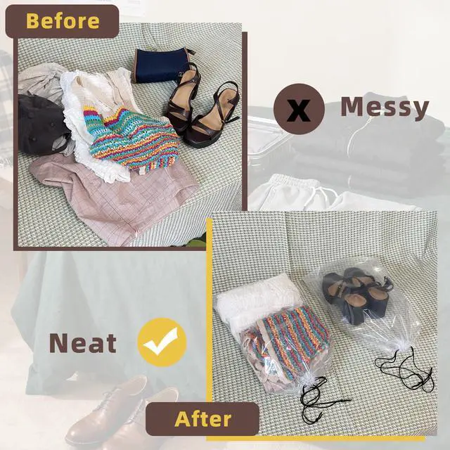 Alt view image 4 of 7 - 100 Pack Clear Shoe Bags for Travel, 12"x18" Large Travel Shoe Bags for Storage and Packing, Waterproof Drawstring Shoe Bag for Traveling, Bulk Travel Essentials for Men and Women