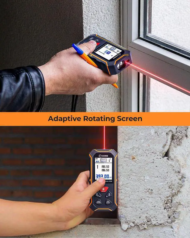 Alt view image 7 of 7 - Dual Laser Measuring Tool, CIGMAN 393Ft Bilateral Laser Measurement Tool Color Backlit LCD Display, Rechargeable Laser Measure with 6 Units Ft/in/M, Angle Sensor, Multiple Measure Mode, Magnetic Back