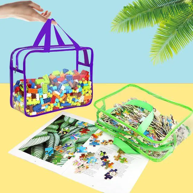 Alt view image 4 of 7 - 6 Packs Large Toy Storage Bags with Labels, Reusable Clear PVC Board Game Storage, Travel Waterproof Organizer Bags with Zipper for Building Blocks, Puzzle, Kids Books6 Colors