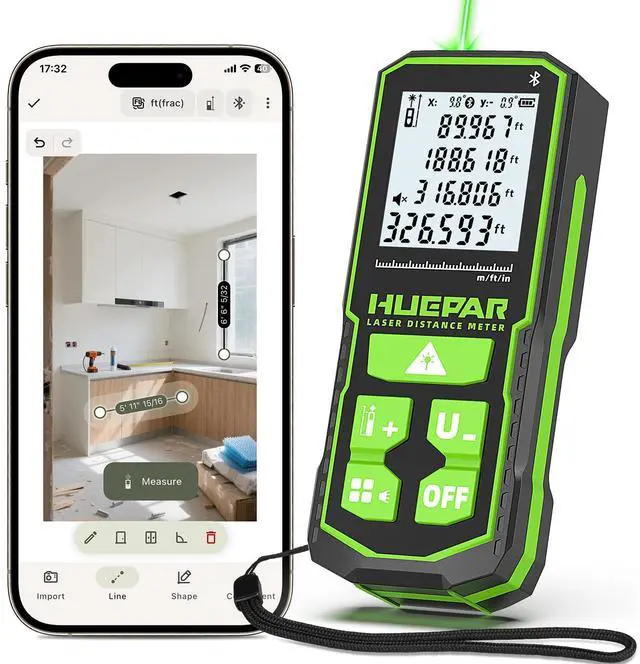 Main image of 330Ft Green Laser Measuring Tool with Bluetooth APP Control