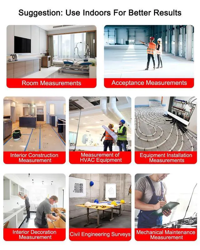 Alt view image 3 of 7 - Laser Measuring Tool, 492Ft/150M Laser Measure Tool with ±1/25" Accuracy, IP54 Laser Distance Meters with Multiple Measurement Mode for Architect Contractor, Laser Measurement Tool for Father Husband