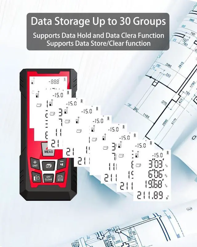 Alt view image 4 of 7 - Laser Measuring Tool, 492Ft/150M Laser Measure Tool with ±1/25" Accuracy, IP54 Laser Distance Meters with Multiple Measurement Mode for Architect Contractor, Laser Measurement Tool for Father Husband