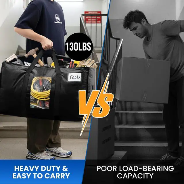 Alt view image 7 of 7 - Extra Large Moving Bags, 2 Pack Black Heavy Duty Totes For Storage with Visible Window, Wrap Around Handles, Storage Bags for Space Saving, Alternative to Moving Boxes