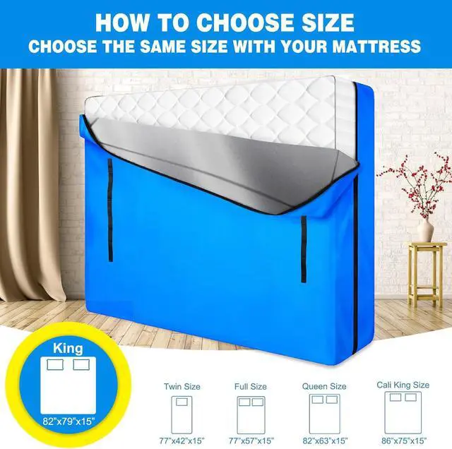 Alt view image 2 of 6 - Mattress Bags for Moving and Storage, Zippered Mattress Storage Bag with 8 Strong Carrying Handles, Cover Moving Supplies Reusable Mattress Protector (King)
