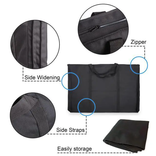 Alt view image 3 of 7 - Dacron Light Weight Art Portfolio Tote Bag, 25'' x 37'' for 24'' x36'' Black Carrying Storage Case For Poster, Sketching, and Drawing
