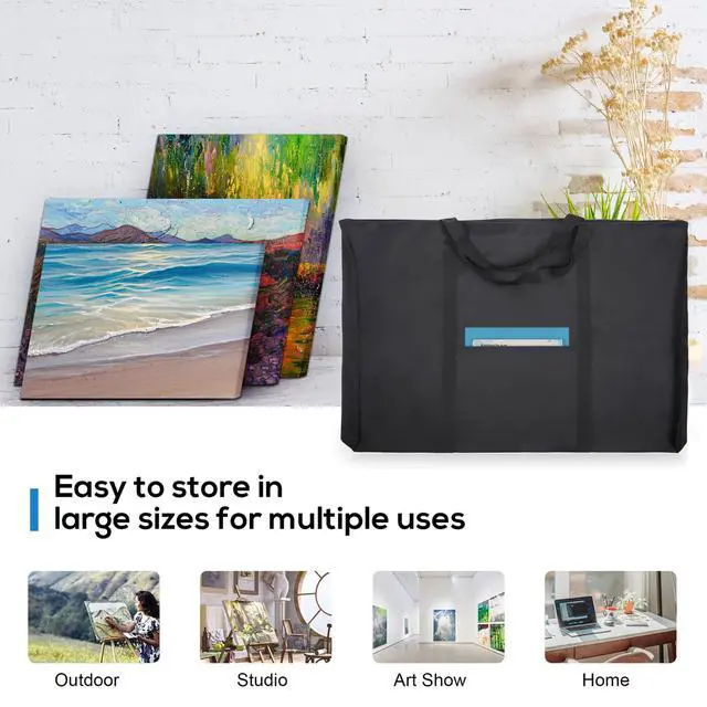 Alt view image 5 of 7 - Dacron Light Weight Art Portfolio Tote Bag, 25'' x 37'' for 24'' x36'' Black Carrying Storage Case For Poster, Sketching, and Drawing
