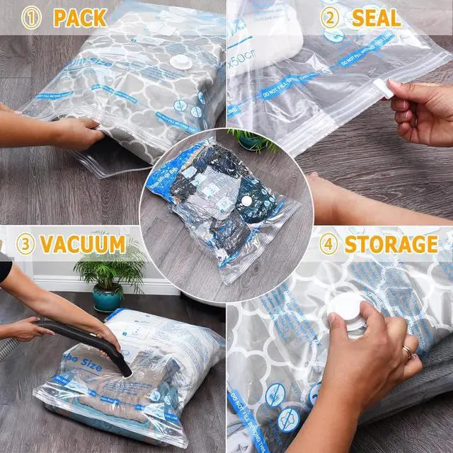 Alt view image 7 of 7 - Vacuum Storage Bags, Space Saver Sealer Bags,Vacuum seal bags for clothing, Pillows, Comforters, Blankets, Bedding,Travel,8 MEDIUM