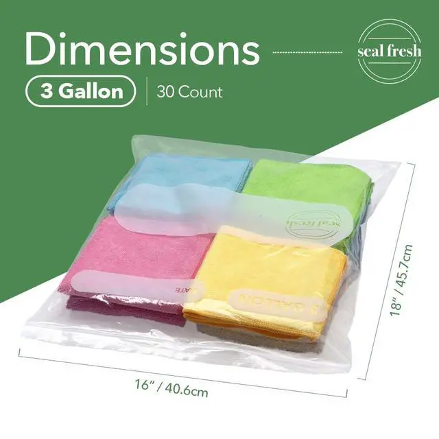 Alt view image 2 of 7 - 3 Gallon Large Plastic Storage Bags 16" x 18" (30 Count) Reusable XXL Extra Large Clear Jumbo Zip Bags with Sealable Zipper Top For Clothes, Travel, Moving