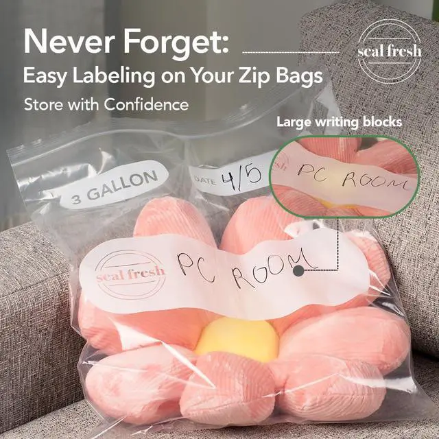 Alt view image 4 of 7 - 3 Gallon Large Plastic Storage Bags 16" x 18" (30 Count) Reusable XXL Extra Large Clear Jumbo Zip Bags with Sealable Zipper Top For Clothes, Travel, Moving