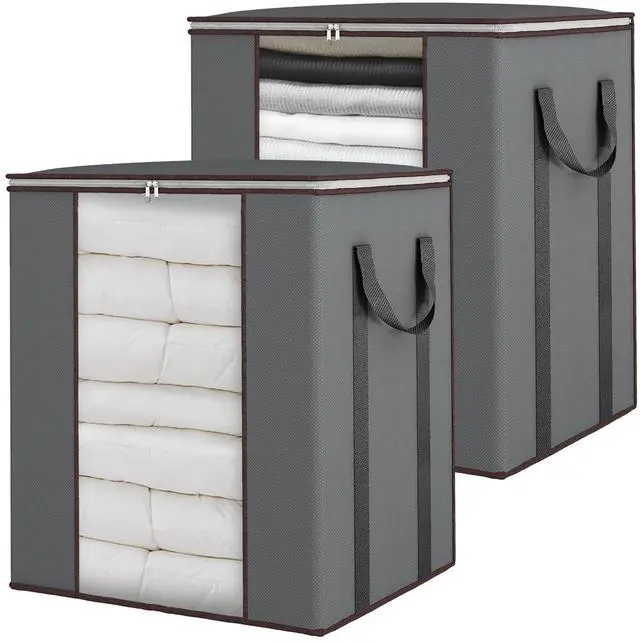 Main image of Extra Large Blanket Storage Bags 120L 2 Pack Comforter Storage Bags with Reinforced Handles Breathable Clothes Storage Containers for King Comforter Bedding Pillow Sheet Grey