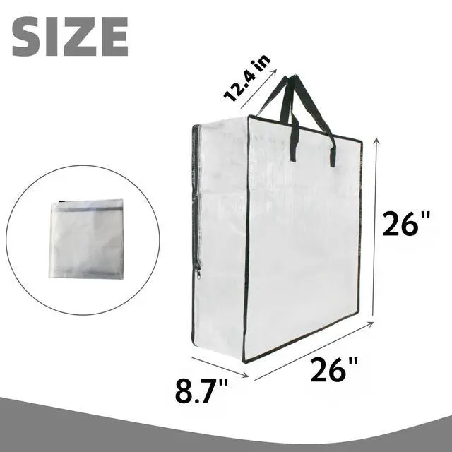 Alt view image 2 of 7 - 5 Pack Moving Bags, Wreath Storage Bag, Garland Container, Clear Storage Bags with Handles and Zippers Moving Bag for College Carrying, Bedding, Toys Organizer, Under the Bed Storage