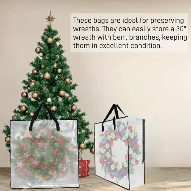 Alt view image 6 of 7 - 5 Pack Moving Bags, Wreath Storage Bag, Garland Container, Clear Storage Bags with Handles and Zippers Moving Bag for College Carrying, Bedding, Toys Organizer, Under the Bed Storage