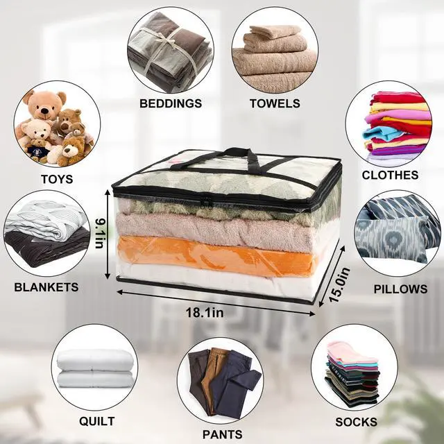 Alt view image 2 of 7 - 6Pack Clear Blanket Storage Bags Comforter Clothes Storage Moving Bag, 40L