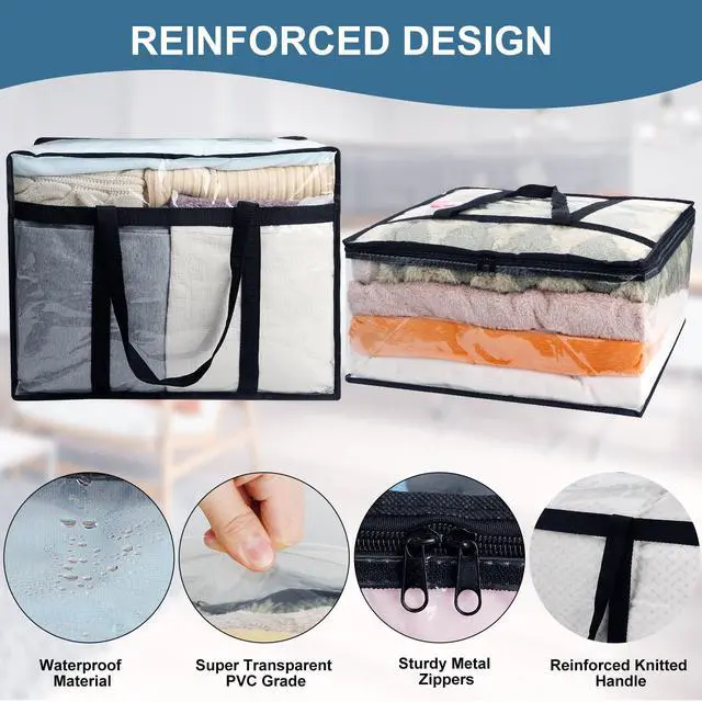 Alt view image 6 of 7 - 6Pack Clear Blanket Storage Bags Comforter Clothes Storage Moving Bag, 40L
