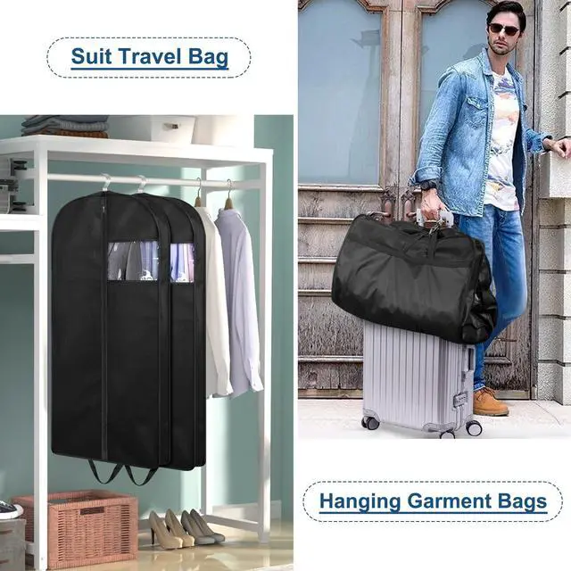 Alt view image 3 of 7 - 43" Suit Bags for Closet Storage and Travel, Gusseted Hanging Garment Bags for Men Suit Cover With Handles for Clothes, Coats, Jackets, Shirts3 Packs