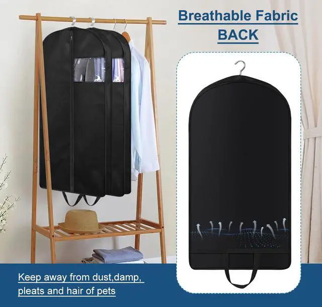 Alt view image 5 of 7 - 43" Suit Bags for Closet Storage and Travel, Gusseted Hanging Garment Bags for Men Suit Cover With Handles for Clothes, Coats, Jackets, Shirts3 Packs