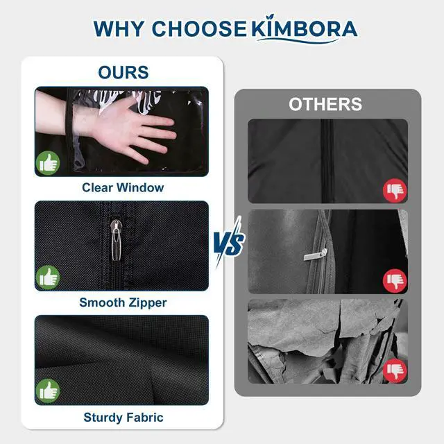 Alt view image 6 of 7 - 43" Suit Bags for Closet Storage and Travel, Gusseted Hanging Garment Bags for Men Suit Cover With Handles for Clothes, Coats, Jackets, Shirts3 Packs