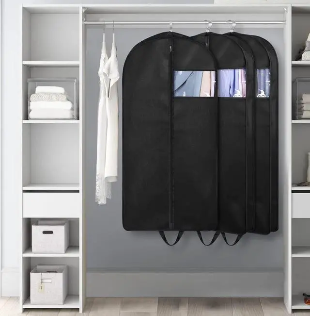 Alt view image 7 of 7 - 43" Suit Bags for Closet Storage and Travel, Gusseted Hanging Garment Bags for Men Suit Cover With Handles for Clothes, Coats, Jackets, Shirts3 Packs