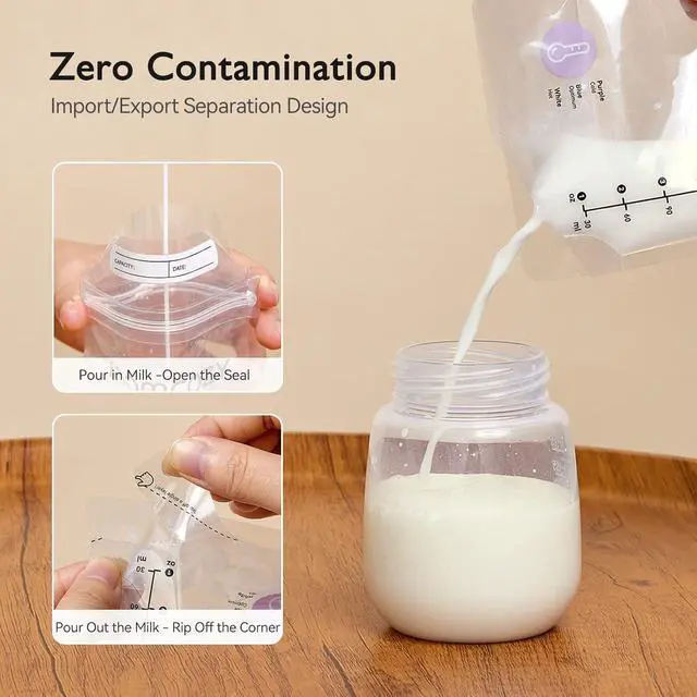 Alt view image 4 of 7 - Breastmilk Storing Bags, Temp-Sensing Discoloration Milk Storing Bags for Breastfeeding, Disposable Milk Storage Bag with 6 Ounce Self Standing, No-Leak Milk Freezer Storage Pouches, 200pcs