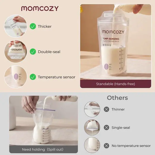Alt view image 5 of 7 - Breastmilk Storing Bags, Temp-Sensing Discoloration Milk Storing Bags for Breastfeeding, Disposable Milk Storage Bag with 6 Ounce Self Standing, No-Leak Milk Freezer Storage Pouches, 200pcs