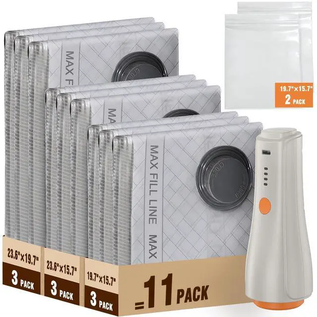 Main image of Vacuum Storage Bags with Rechargeable Electric Pump, Space Saver Bags for Travel, Vacuum Seal Bags for Clothing, Bedding, Seasonal Storage, Compression Packing Bags for Suitcase
