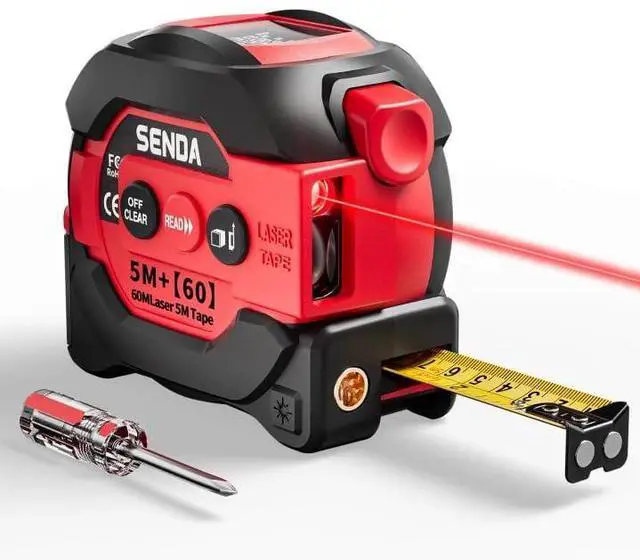 Main image of 3-in-1 Laser Tape Measure - 197Ft Digital Measuring Tape with Led Display&16Ft Measuring Tool with Magnetic Hook & Auto Lock - Pythagorean, Area, Volume, Ft/Ft+in/in/M Unit, AAA Battery*2, Red