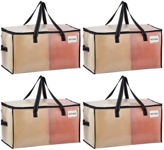Main image of 4 Pack Heavy Duty Moving Bags, Clear Storage Bags for Clothes and Comforters, College Dorm Essentials Packing Supplies, Foldable Boxes Alternative (Clear, 4 Pack)