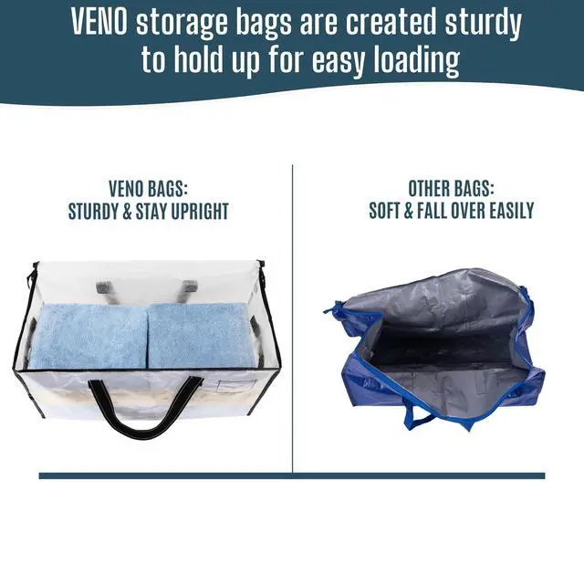 Alt view image 6 of 7 - 4 Pack Heavy Duty Moving Bags, Clear Storage Bags for Clothes and Comforters, College Dorm Essentials Packing Supplies, Foldable Boxes Alternative (Clear, 4 Pack)