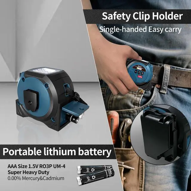 Alt view image 4 of 7 - Laser Tape Measure 3 in 1 Laser Rangefinder Tape Measure with AutoLock