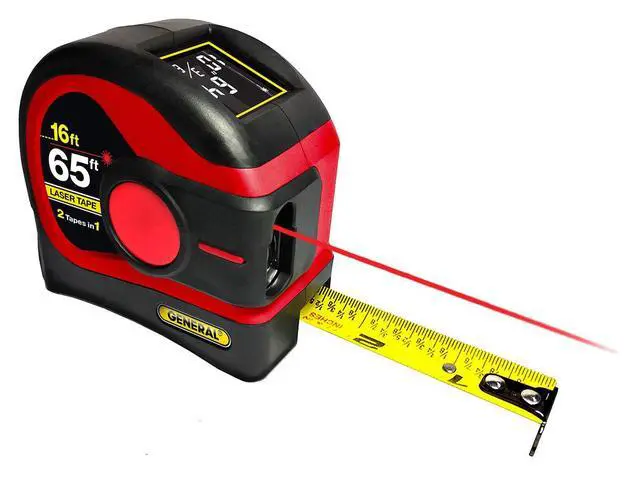Alt view image 2 of 7 - LTM2X Laser Tape Measure 2-in-1, 65 Ft Laser Measure and 16 Ft Tape Measure with Large, Easy Read Backlit Digital Display, Red (LTM2X-RD-Q)