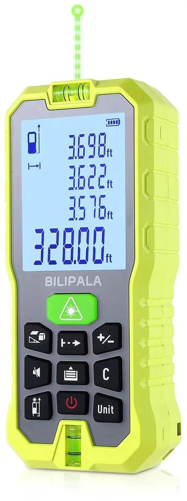 Main image of Laser Distance Measuring Tool, 100M/328ft Laser Measure, ±2mm Accuracy Laser Distance Meters with Backlit LCD, Measuring Distance, Area, Volume, Pythagorean Mode for Indoor/Outdoor Use(Green Laser)