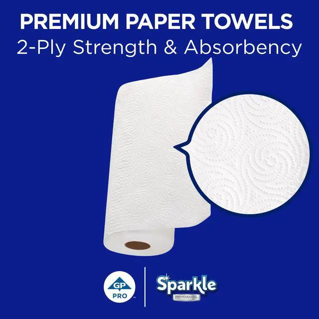 Alt view image 2 of 7 - Sparkle Professional Series by Georgia-Pacific PRO 2-Ply Perforated Kitchen Paper Towel Rolls, Individually Wrapped, White, 11 x 8.8 (LxW), 70 Sheets/Roll, 30 Rolls/Case, 2717201