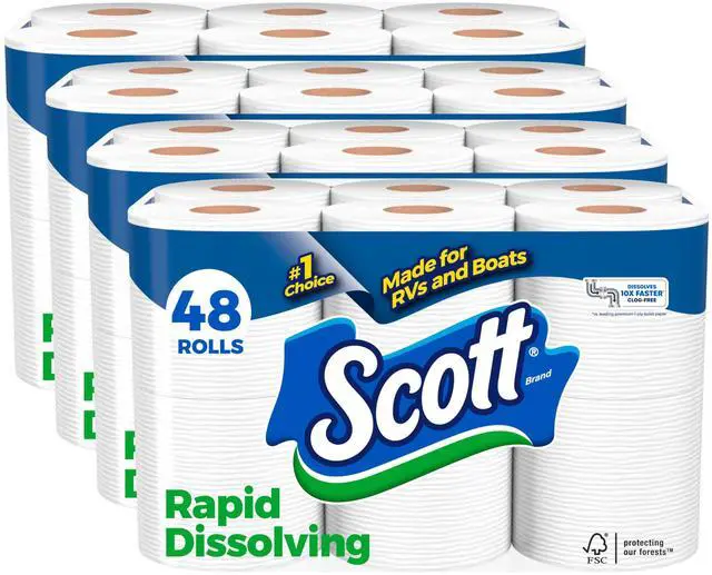 Main image of Rapid-Dissolving Toilet Paper, 48 Double Rolls, Septic-Safe, Toilet Paper
