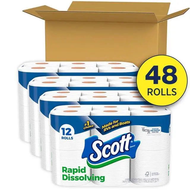 Alt view image 2 of 6 - Rapid-Dissolving Toilet Paper, 48 Double Rolls, Septic-Safe, Toilet Paper