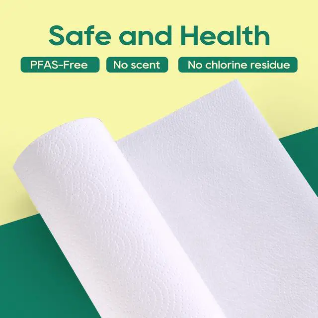 Alt view image 5 of 7 - Bamboo Paper Towels - 8 Rolls, 2 Ply 120 Sheets- Plastic Free, Tree Free, Compostable, Disposable Kitchen Paper Towels, Soft and Absorbent, PFAS Free, White