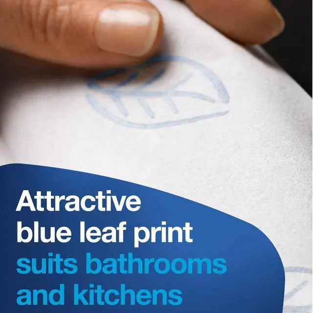 Alt view image 3 of 7 - Extra Soft Multifold Hand Towels White with Blue Leaf Print, H2 Dispenser Compatible 16 Packs x 94 Towels (101298)