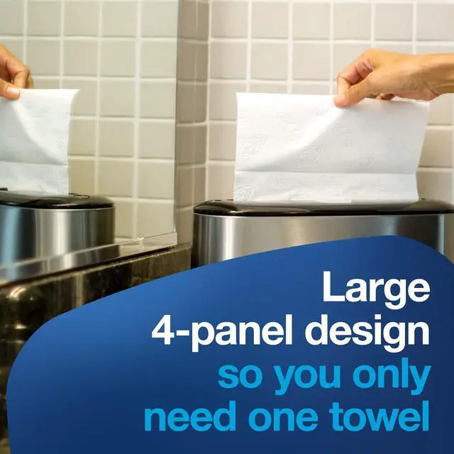 Alt view image 5 of 7 - Extra Soft Multifold Hand Towels White with Blue Leaf Print, H2 Dispenser Compatible 16 Packs x 94 Towels (101298)