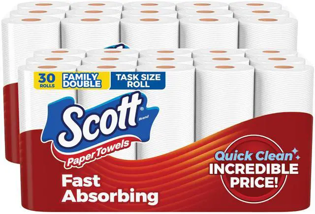 Main image of Paper Towels, Task Size, 30 Family Double Rolls (119 Sheets Per Roll)