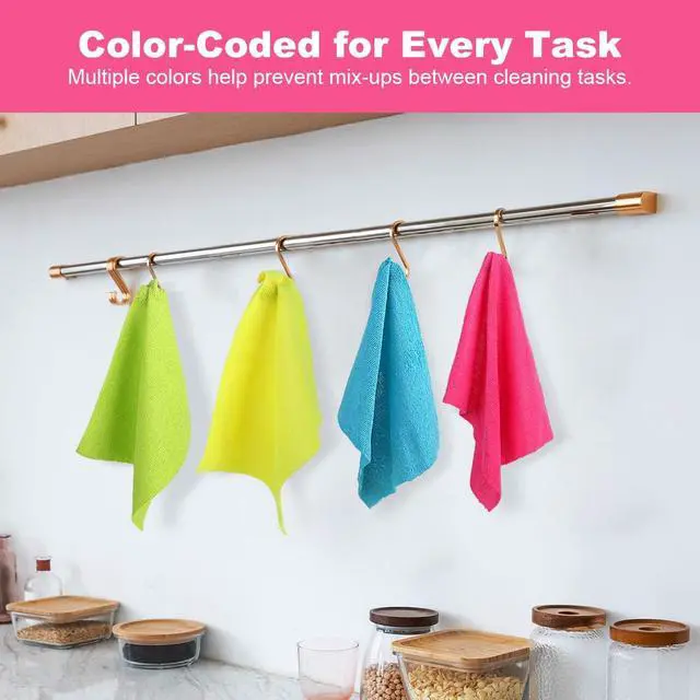 Alt view image 6 of 7 - Microfiber Cleaning Cloth, 120 Pack Reusable Paper Towels Microfiber Towels for Cars Lint Free Shop Rags for Home Kitchen Automotive, 11"x 9", Pink & Yellow & Green & Blue