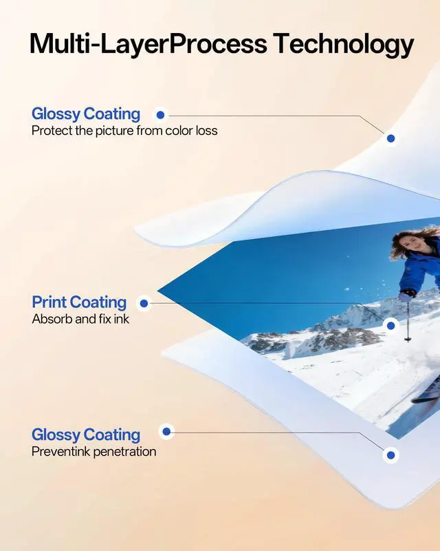 Alt view image 3 of 7 - 220 Sheets Thin Glossy Photo Paper 120gsm, 8.5x11 Inches Single Side Inkjet Printer Paper, Quick Drying for Dye Ink, Ideal for DIY Chip Bags, Flyers, Brochures, Crafts & Party Favors
