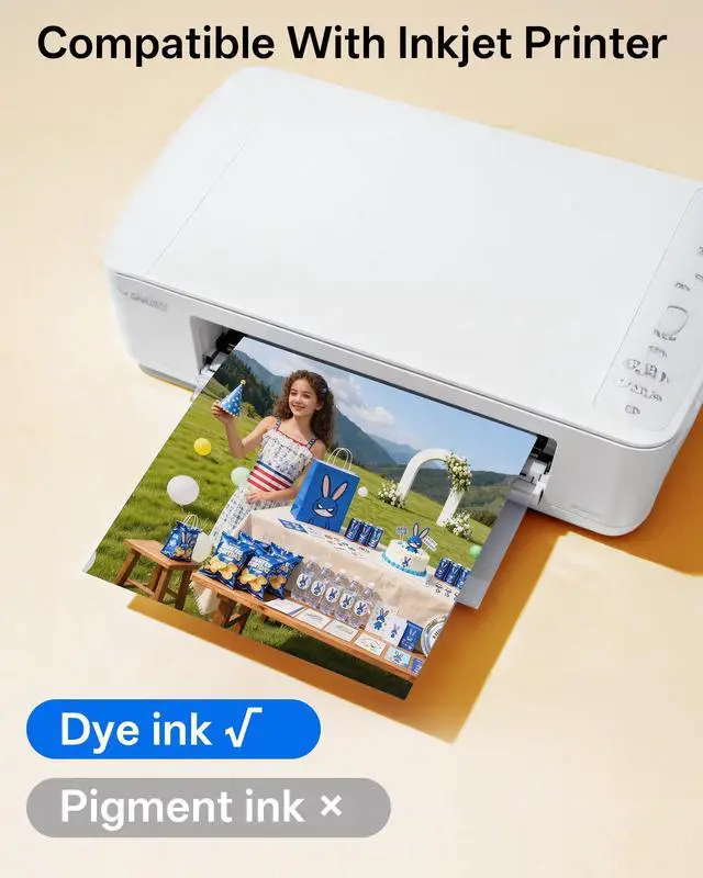 Alt view image 7 of 7 - 220 Sheets Thin Glossy Photo Paper 120gsm, 8.5x11 Inches Single Side Inkjet Printer Paper, Quick Drying for Dye Ink, Ideal for DIY Chip Bags, Flyers, Brochures, Crafts & Party Favors