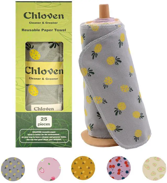 Alt view image 2 of 7 - Roll Washable Cotton Cloth, Reusable Paper Towels - 25 Pack with Durable Cardboard Roll - 10" X 10" Zero Waste Reusable Napkins Eco Friendly